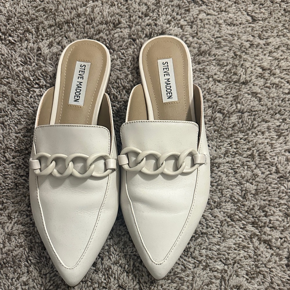 Steve Madden Cream Chain Detail Mules